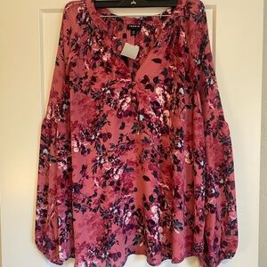 Torrid Pink Floral Long Sleeve Blouse